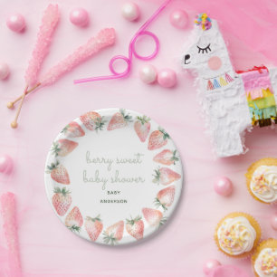 Berry Sweet Baby Shower Strawberry Party Paper Plate