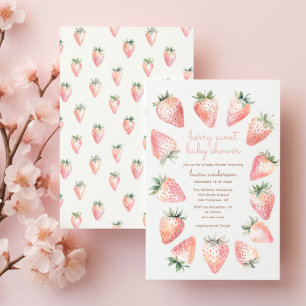 Berry Sweet Baby Shower - Watercolor Strawberries Invitation