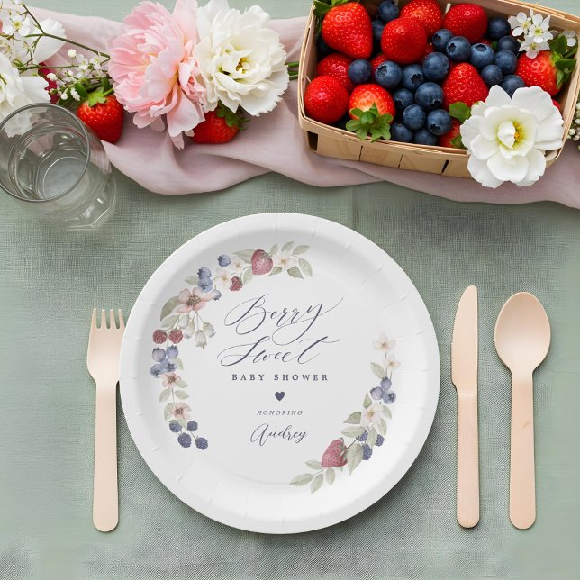 Berry Sweet Baby Shower Wild Berries & Floral Paper Plate (Berry Sweet Baby Shower Wild Berries & Floral Paper Plates)