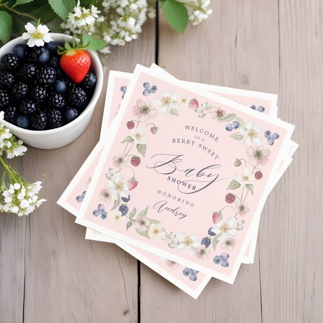 Berry Sweet Baby Shower Wild Berries & Flowers Napkin (Berry Sweet Baby Shower Wild Berries & Flowers Napkins)