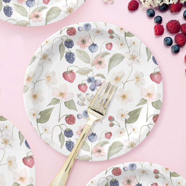 Berry Sweet Baby Shower Wild Berries & Flowers Paper Plate (Berry Sweet Baby Shower Wild Berries & Flowers Paper Plates)
