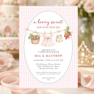 Berry Sweet Baby Strawberry All in One Baby Shower Invitation