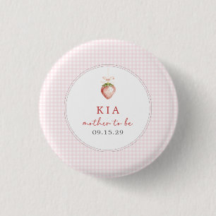 Berry Sweet Baby Strawberry Coquette Gingham 1 Inch Round Button