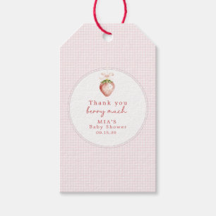 Berry Sweet Baby Strawberry Coquette Gingham  Gift Tags