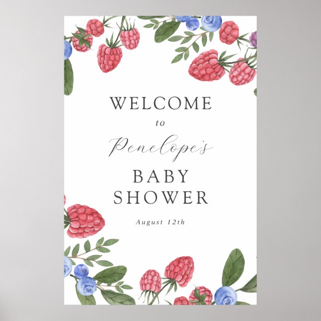 Berry Sweet Berries Baby Shower Welcome Sign (Front)