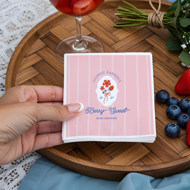 Berry Sweet Berries Monogram Baby Shower Napkin (Berry Sweet Berries Monogram Baby Shower Napkins)