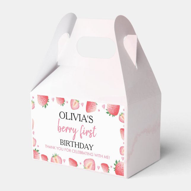 Berry Sweet Birthday Favour Box Strawberry Theme (Front Side)
