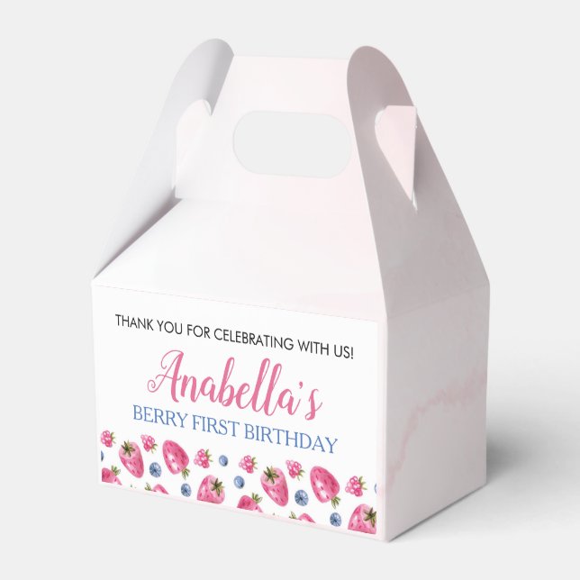 Berry Sweet Birthday Favour Box Strawberry Theme (Front Side)