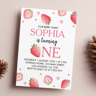 Berry Sweet Birthday Invitation Strawberry Theme