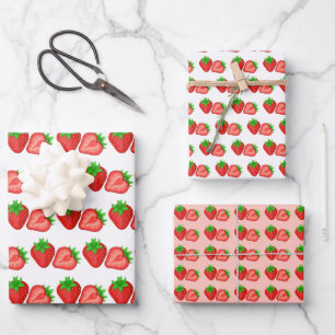 Berry Sweet Birthday Party Strawberry fruit Summer Wrapping Paper Sheet