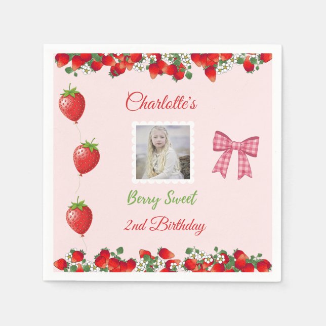Berry Sweet Birthday Photo Napkin (Front)