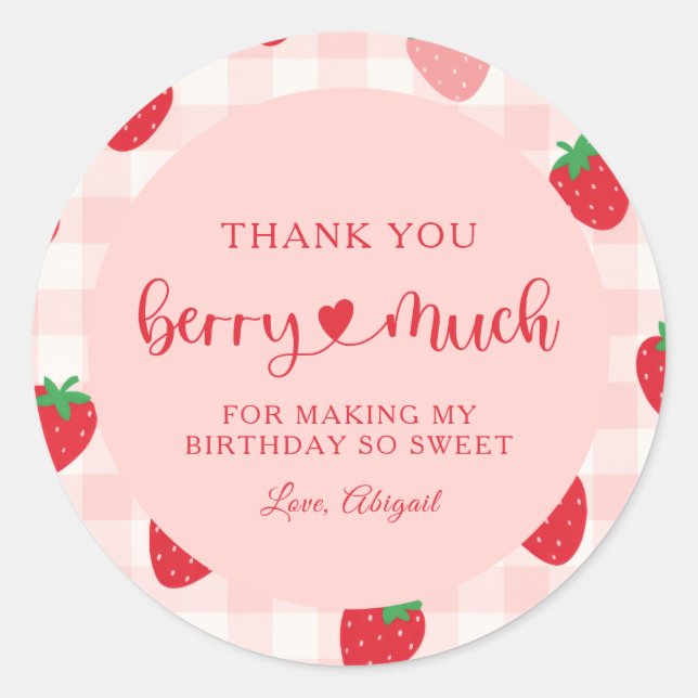 Berry Sweet Birthday Thank You Sticker (Front)
