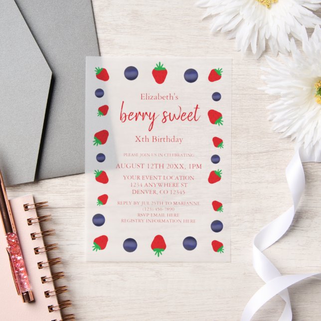 Berry Sweet Birthday Vellum Invitations (Wedding)