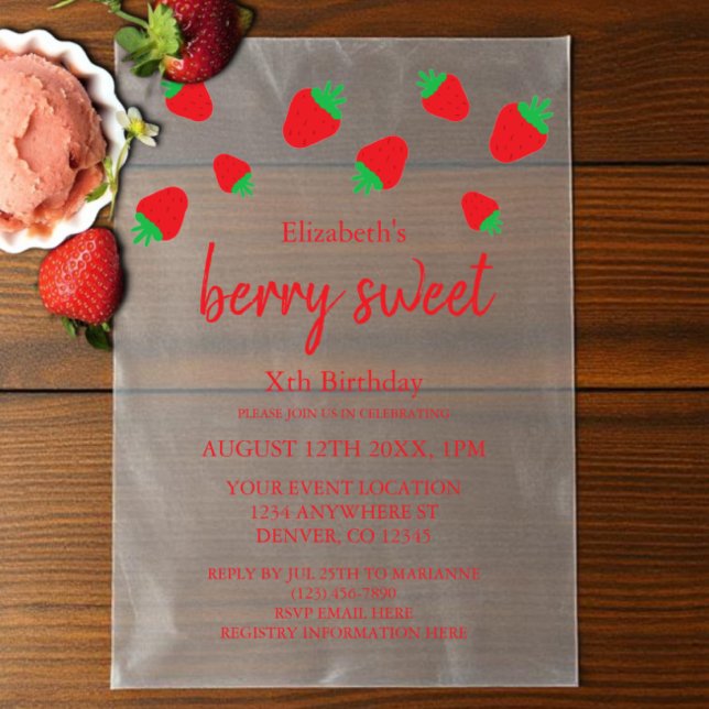 Berry Sweet Birthday Vellum Invitations (Creator Uploaded)
