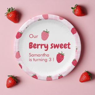 Berry Sweet Birthday with Strawberry Paper Plate