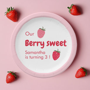 Berry Sweet Birthday with Strawberry Paper Plate