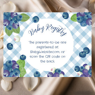 Berry Sweet Blue Gingham Baby Registry Enclosure Card