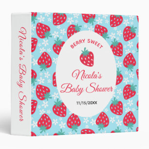 Berry Sweet Blue Strawberry Baby Shower Photo Binder