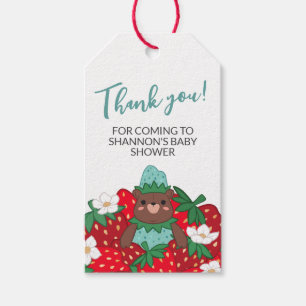 Berry Sweet Blue Strawberry Baby Shower Thank You Gift Tags
