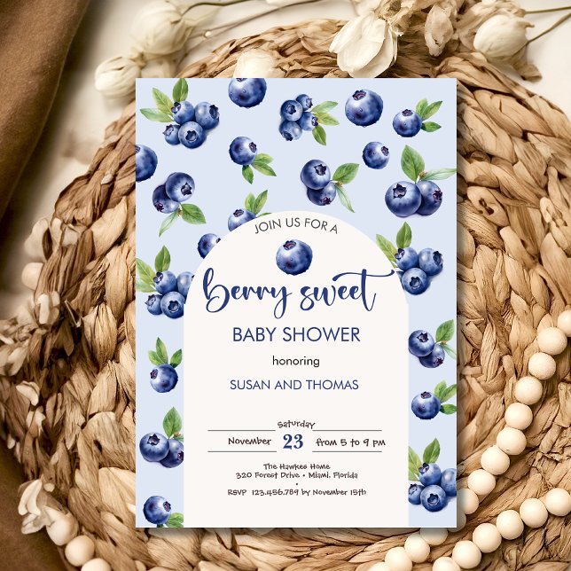 Berry sweet blueberries baby shower invitation (Creator Uploaded)
