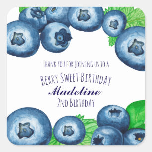 Berry Sweet Blueberries Birthday  Square Sticker