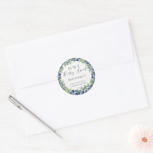 Berry Sweet Blueberry 1st Birthday Party Classic Round Sticker
