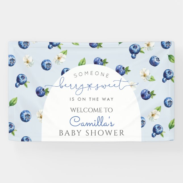 Berry Sweet Blueberry Baby Shower Banner (Horizontal)