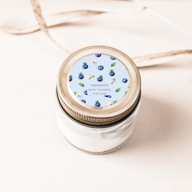 Berry Sweet Blueberry Baby Shower Classic Round Sticker (Creator Uploaded)