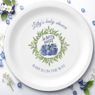 Berry Sweet Blueberry Baby Shower Paper Plate