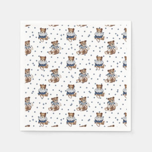 Berry Sweet Blueberry Bear Baby Boy Shower Napkins
