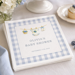 Berry Sweet Blueberry Gingham Baby Shower Party Napkin