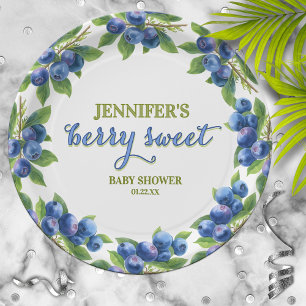 Berry Sweet Blueberry Theme Baby Shower Paper Plate