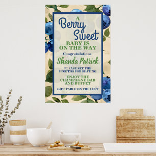 Berry Sweet Blueberry Theme Baby Shower Poster