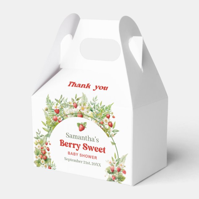 Berry Sweet Boho arch Pink Wild Strawberry  Favor Box (Front Side)