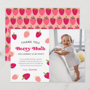 Berry Sweet Boho Strawberry Photo Thank You Card