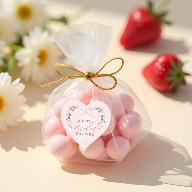 Berry Sweet Bridal Shower Dress Berries & Flowers Heart Sticker (Berry Sweet Bridal Shower Dress Berries & Flowers Classic Round Sticker)