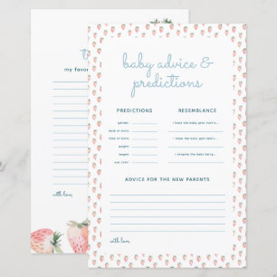 Berry Sweet Cake Baby Shower Predictions Card