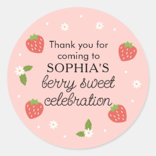 Berry Sweet Celebration Strawberry Birthday Party Classic Round Sticker