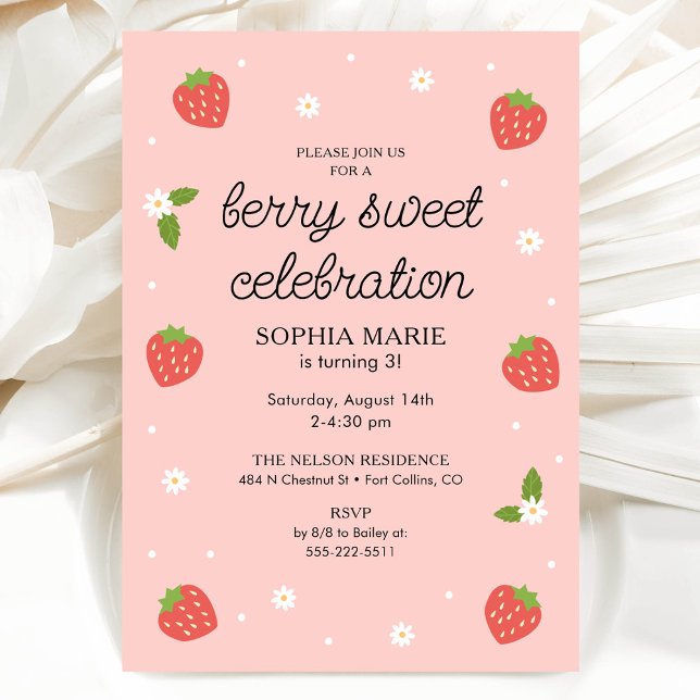 Berry Sweet Celebration Strawberry Birthday Party Invitation (Creator Uploaded)