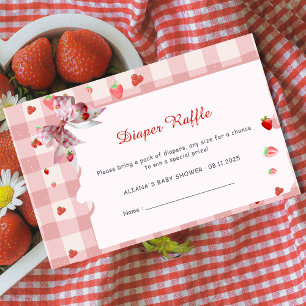 Berry Sweet Chequered Coquette Diaper Raffle Enclosure Card