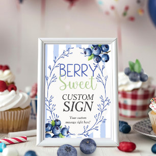 Berry Sweet Custom Pink Blueberry  Sign  Invitation