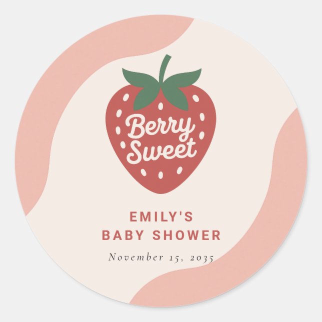 Berry Sweet Cute Baby Shower Classic Round Sticker (Front)