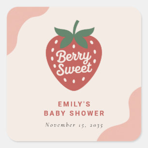 Berry Sweet Cute Baby Shower Square Sticker