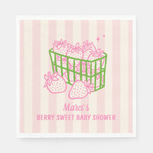 Berry Sweet Doodle Pink Green Girl Baby Shower Napkin