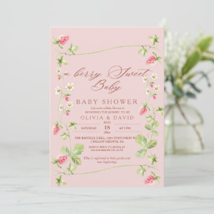 Berry Sweet Elegant Baby Shower Strawberry Invitation