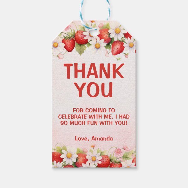 Berry Sweet First Birthday Gift Tags (Front)