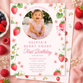 Berry Sweet First Birthday Invitation