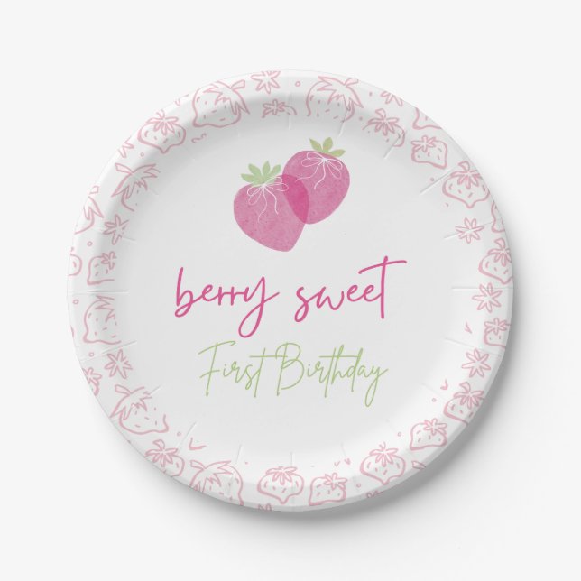 Berry Sweet First Birthday Plate (Front)