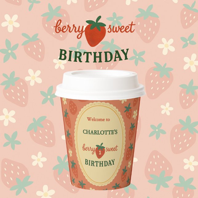 berry sweet first birthday welcome paper cups (Creator Uploaded)