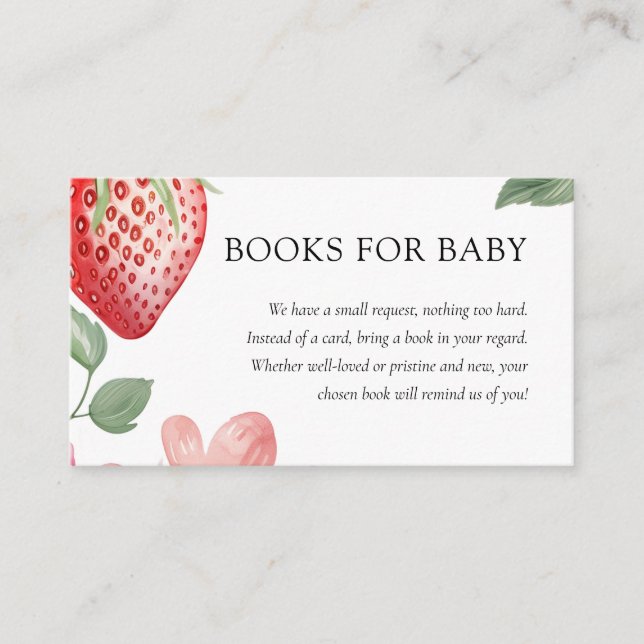 Berry Sweet Floral Baby Shower Books For Baby Enclosure Card (Front)